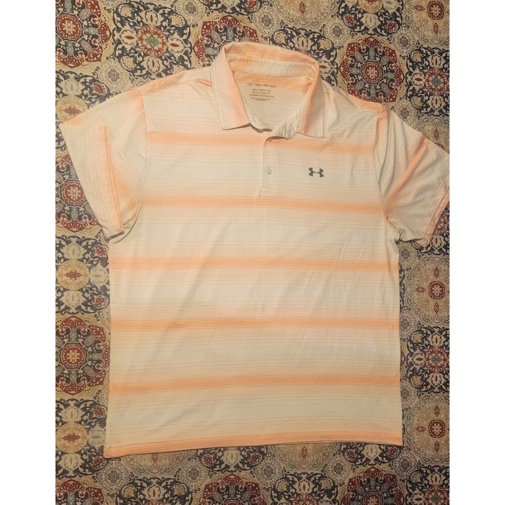 Underarmour XXL The Playoff Polo collared golf shirt orange and white